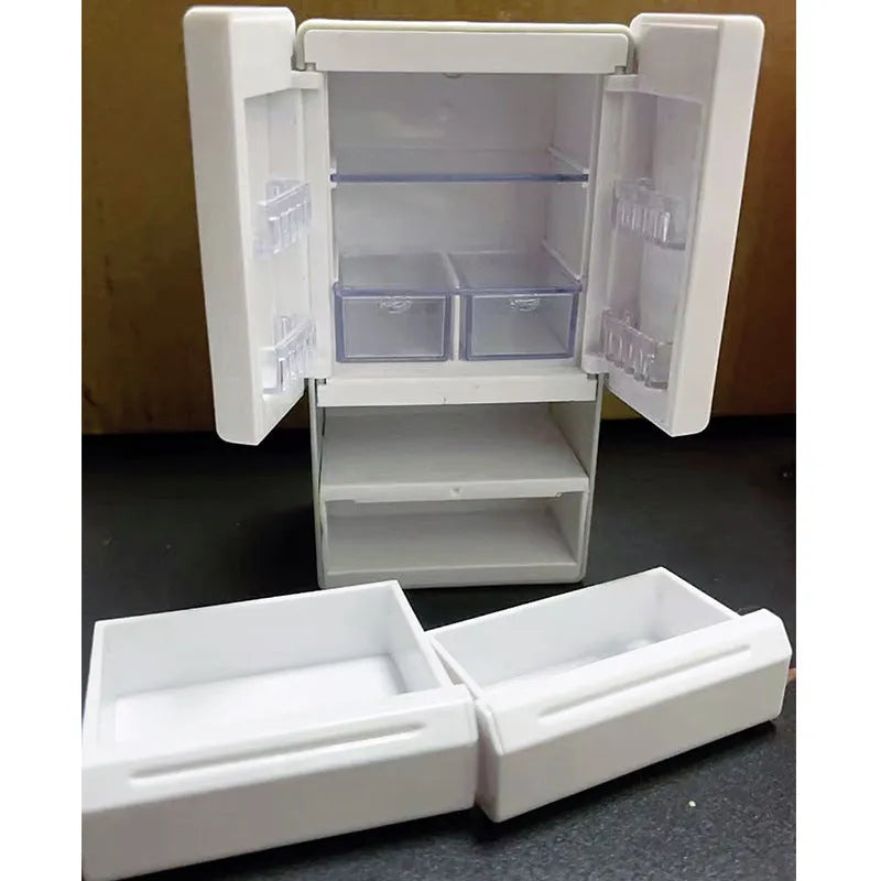 White plastic miniature candy shop toy model with illuminated interior window.