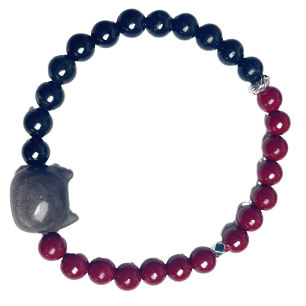 Manually crafted obsidian cat bracelet with net red wind aesthetic and feline charm
