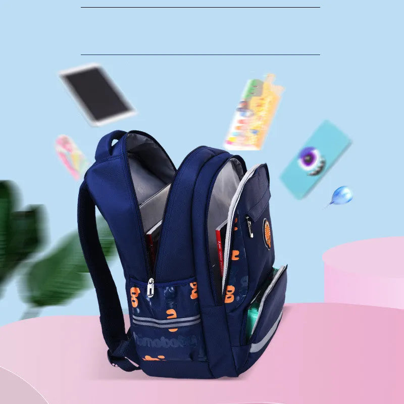 Sesame Baby children's school bag in black, green, and royal blue made from high density nylon