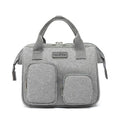 Women's Oxford cloth waterproof handbag with large capacity and organised compartments in grey or pink-grey