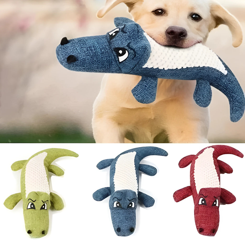 Blue pet plush toy with corn grid texture and biting sound effects for dog and cat play
