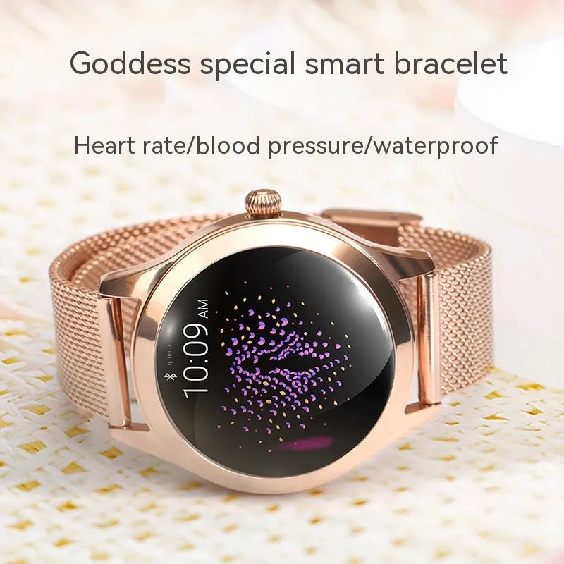 Women's sports smartwatch with heart rate monitoring in black rose gold silver white colour options