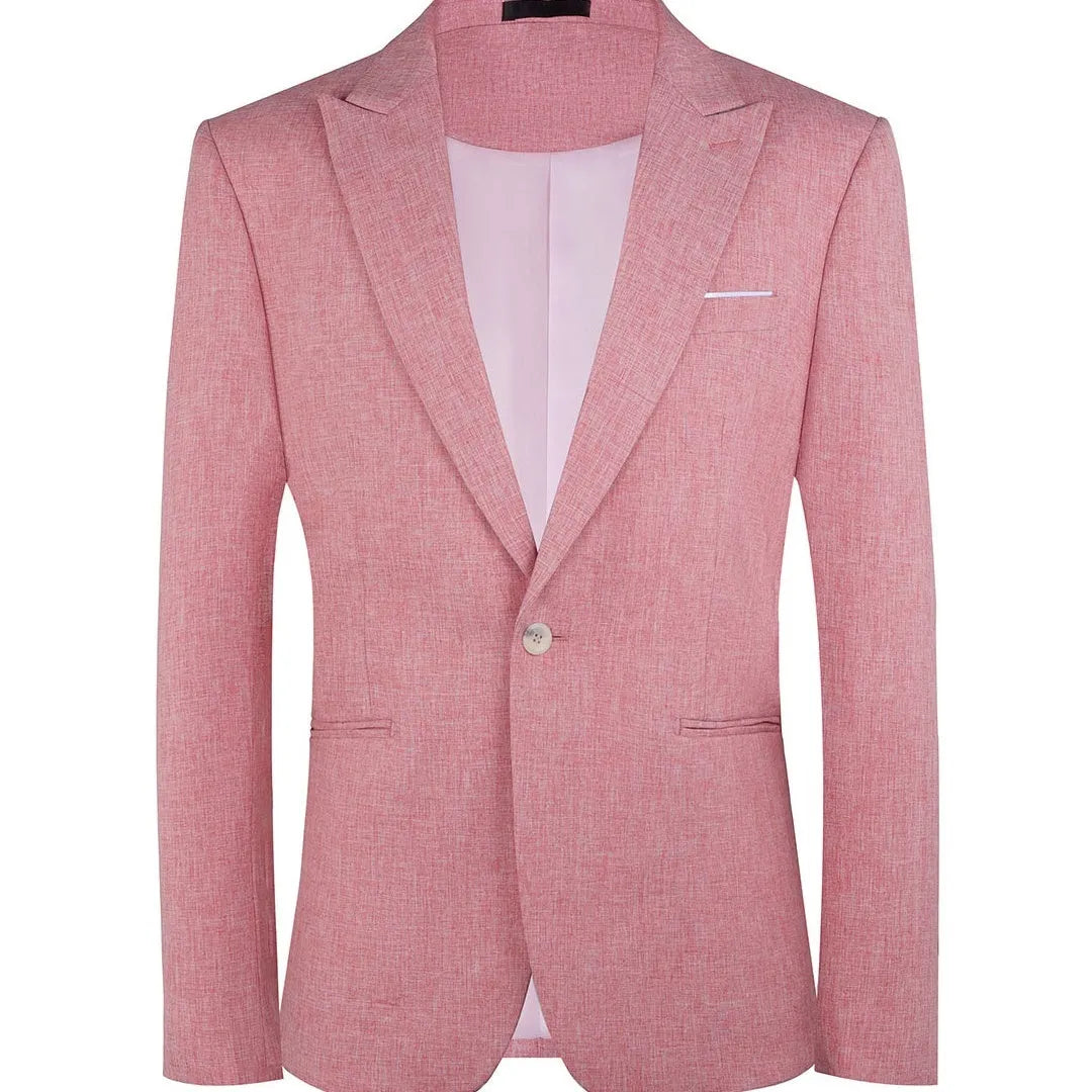 Men's light blue and pink Western-style casual suit with Asian sizing for spring and summer seasons