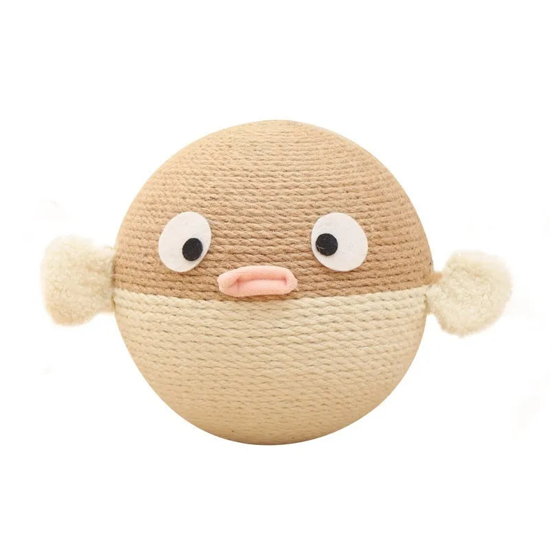 15cm cube puffer leakage food feeder pet toy made from sisal hemp strips