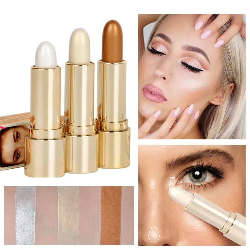 Three-dimensional makeup contour stick highlighter in Ivory White with creamy formula for face shaping