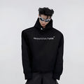 Men's loose-fitting hooded sweater with three-dimensional printing and heavy shoulder pads in red colour