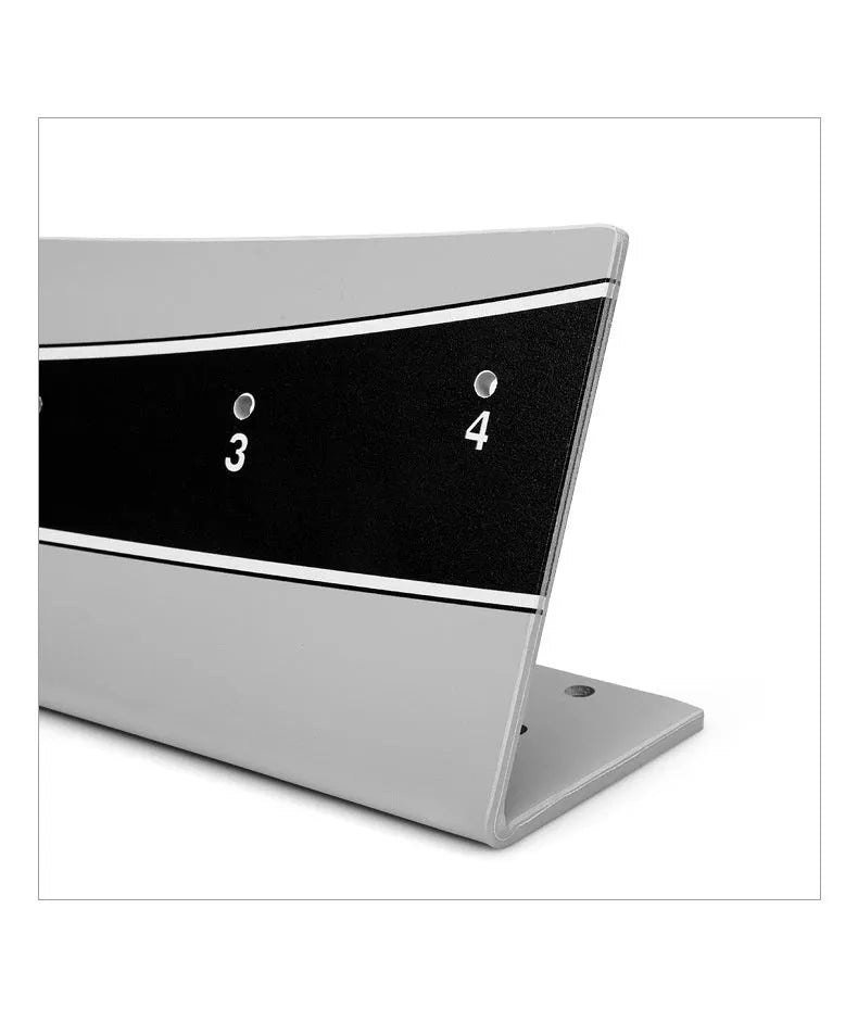 Adjustable golf putting swing balance trainer made from white PVC.