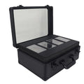 Black aluminium alloy three-slot portable magnetic brick storage box for PSA and BGS trading cards with handle