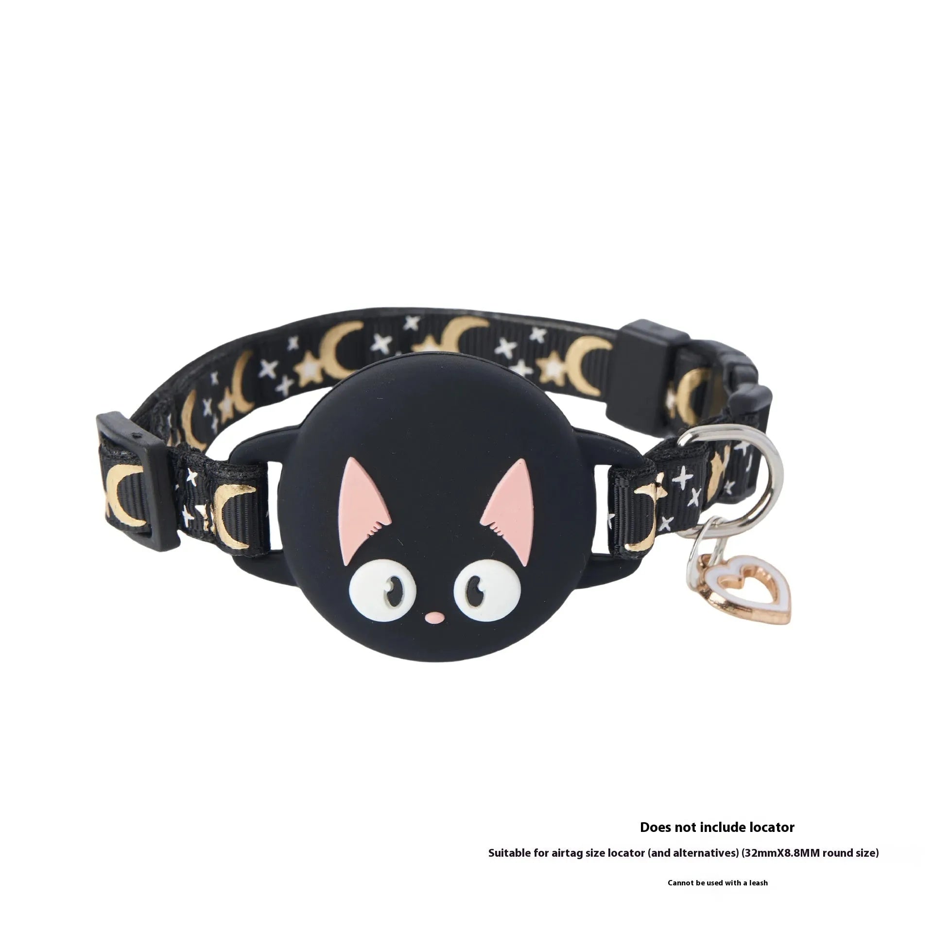 Adjustable plastic cat collar with integrated Apple AirTag protective case in pink, blue, light green, or black