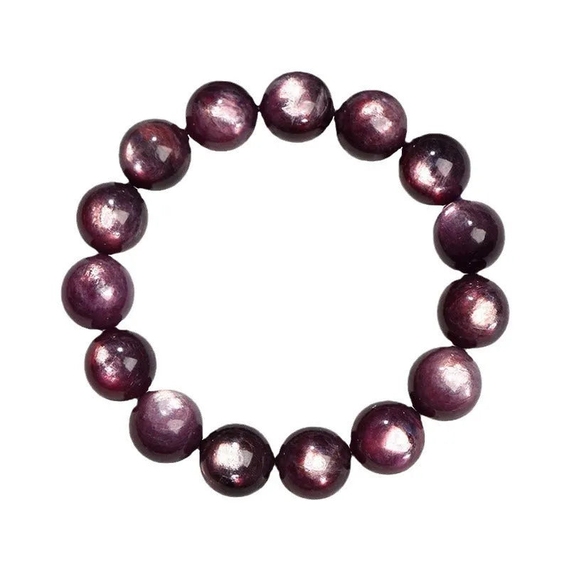 Purple lepidolite crystal bracelet with polished round beads in multiple size options