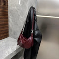 Women's oil wax leather crossbody bucket bag in anch red with zippered inner pocket, 29x18x8cm