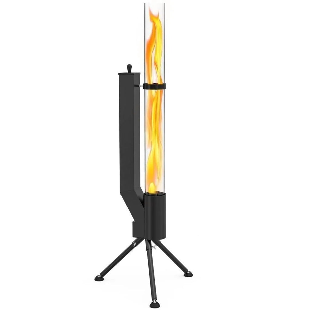 Vertical rocket furnace wood burning heating stove with iron construction for courtyard use