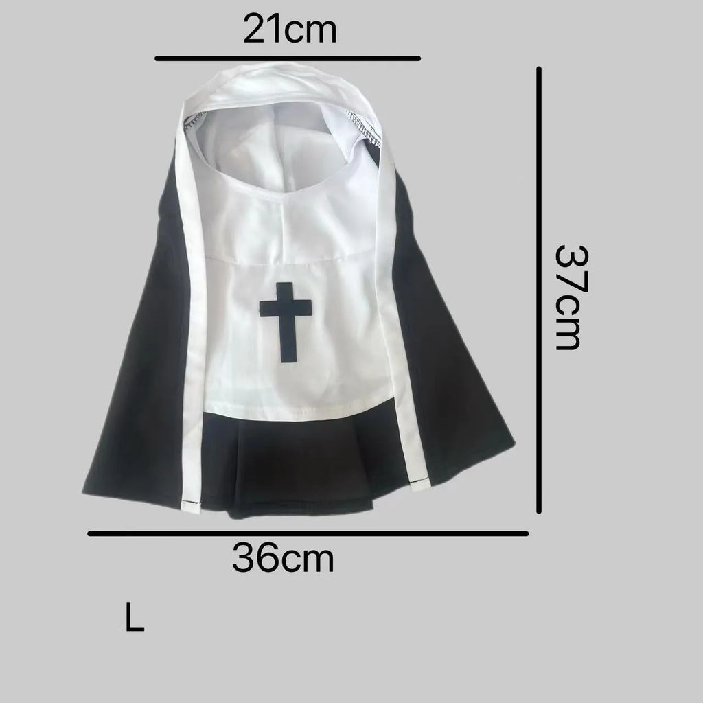Black and white nun costume for small or medium dog with cloak design