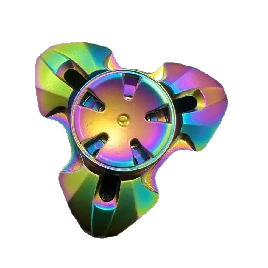 Alloy metal rotating fingertip gyro decompression toy in gun colour and colourful options.