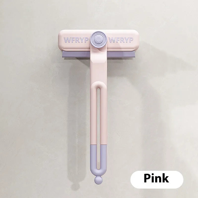 Plastic corner floor cleaning brush with clip for bathroom and toilet use in white and green colour