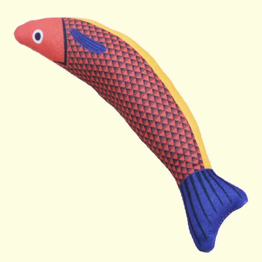 Green saury fish shaped cat toy with organic catnip filling and crinkle sound feature for indoor play