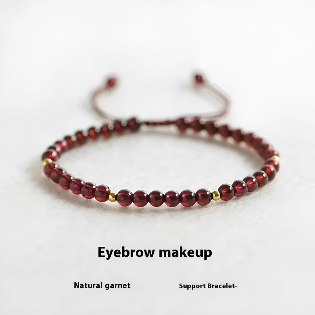 Hand-woven garnet bracelet with national tide styling and flexible wire construction