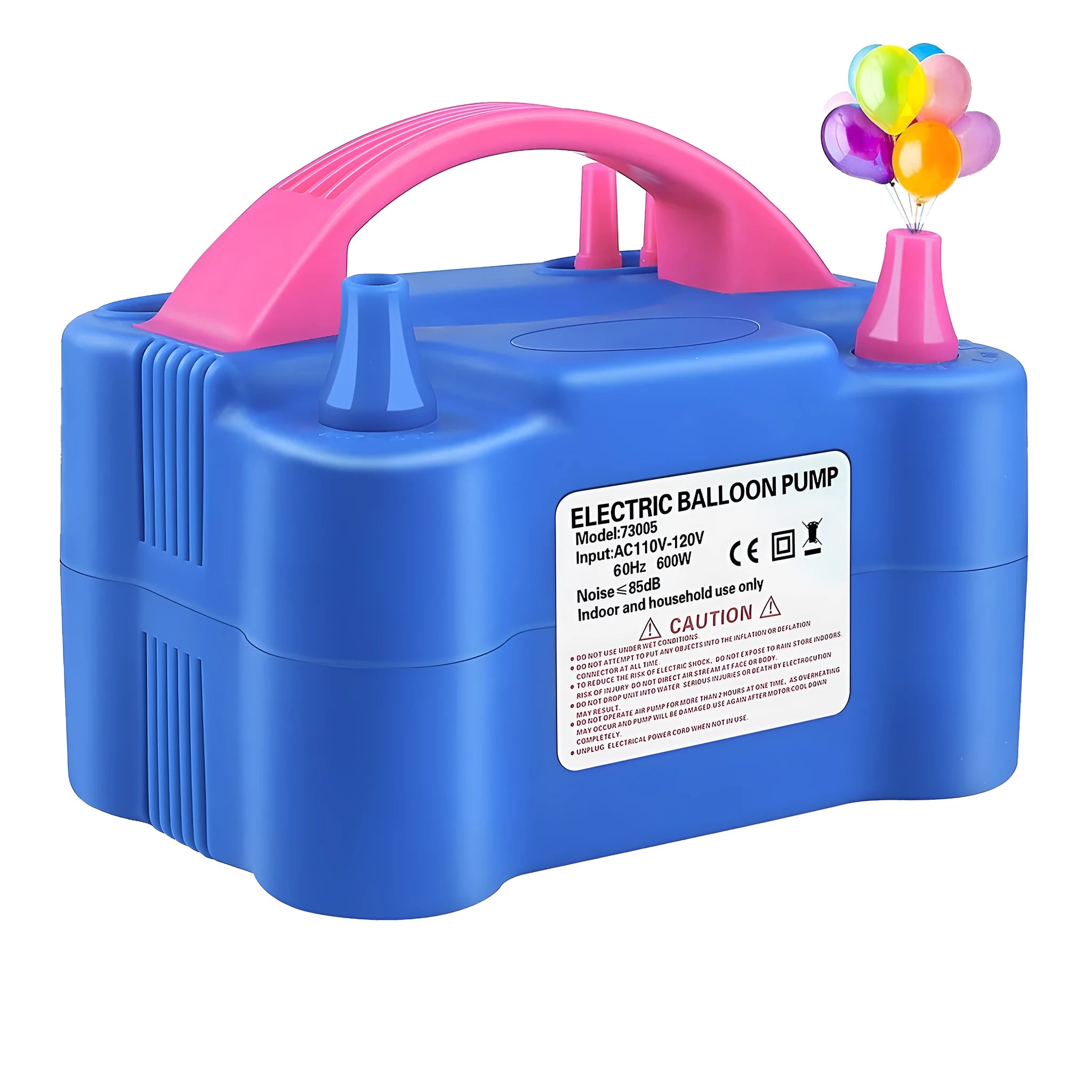 Double hole electric balloon inflator in blue plastic with US plug for party decoration