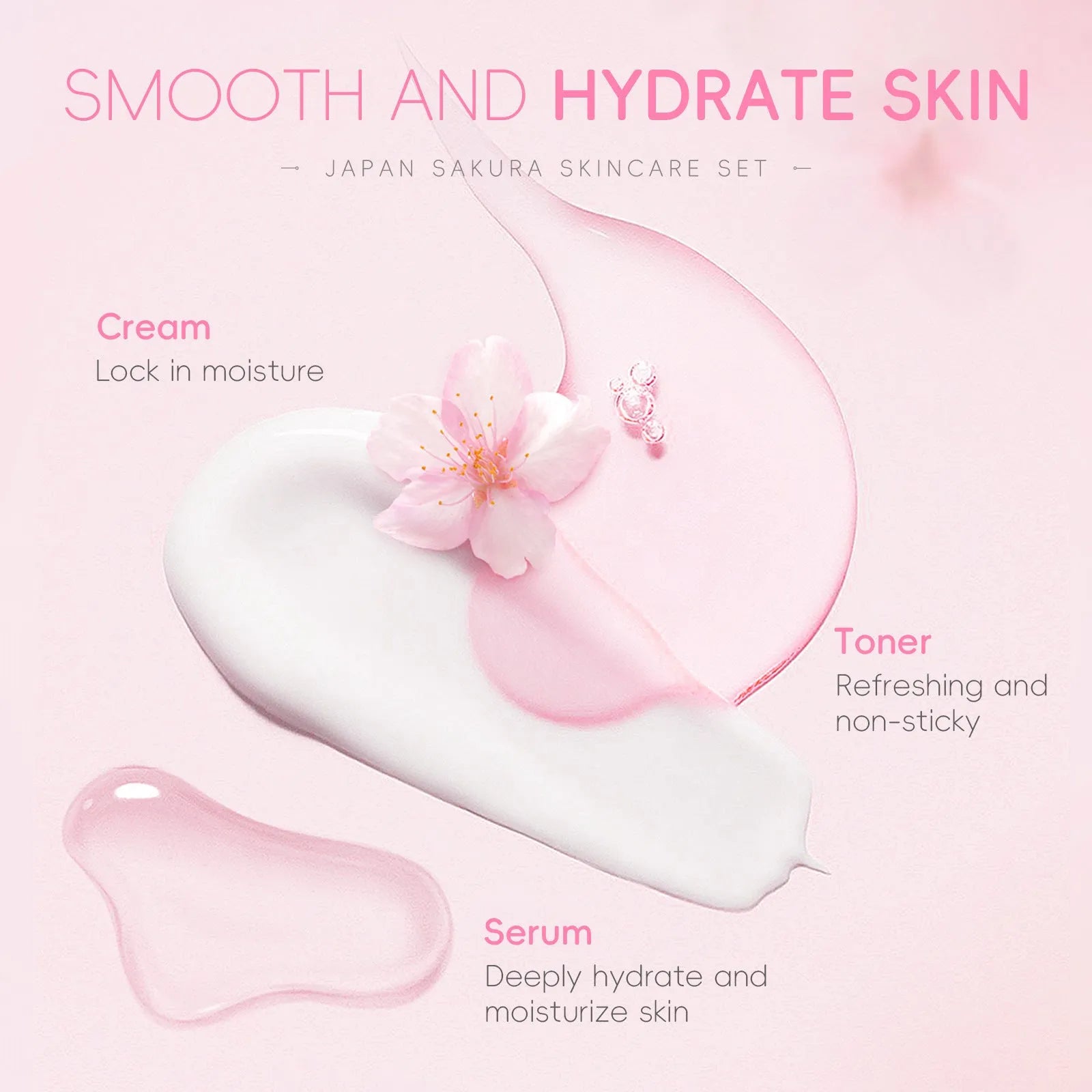 Cherry Blossom 6-piece skin care set with cleansing and brightening facial products