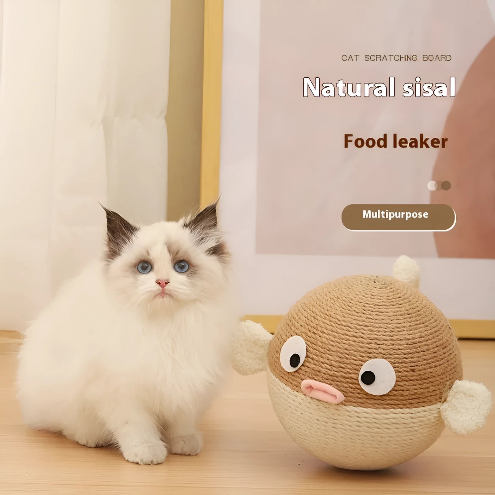 15cm cube puffer leakage food feeder pet toy made from sisal hemp strips