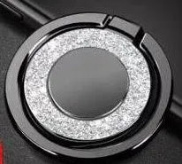 Bling glitter plating metal phone ring holder showing 360-degree rotation on a smartphone.