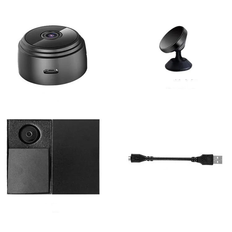 A9 WiFi smart sports HD DV camera with night vision, black casing, and compact 45x45x50mm size