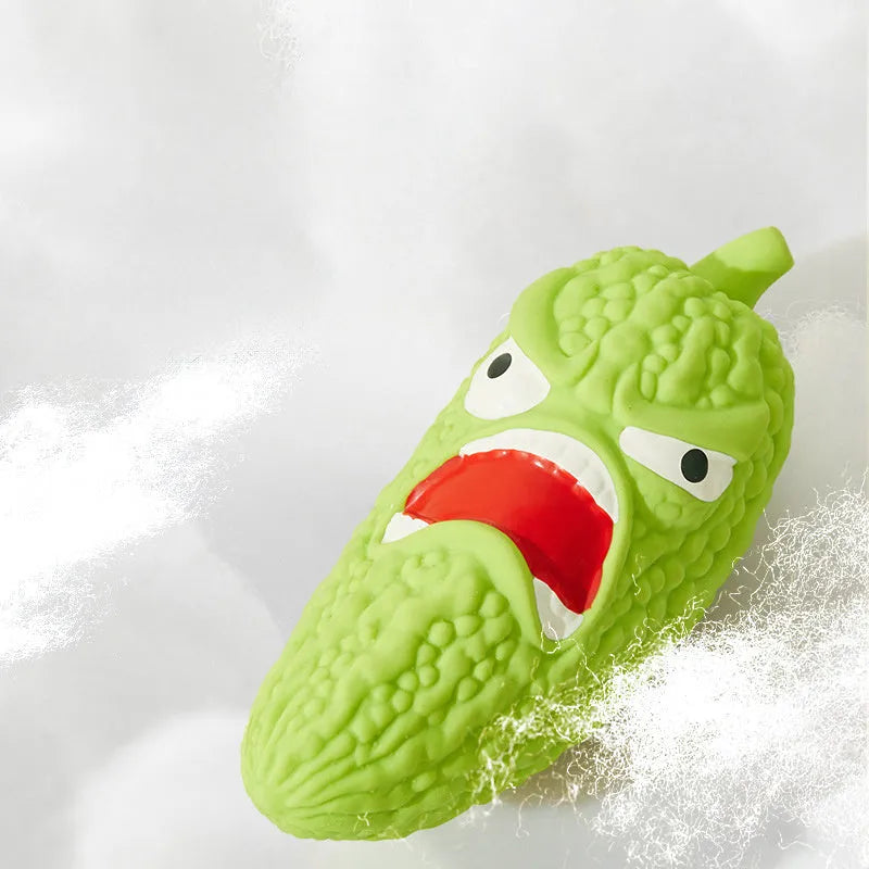 Squeaky bitter gourd and chili shaped dog chew toys for bite resistance and teeth cleaning