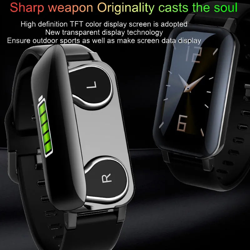 Call Bracelet smart wearable in black, blue, or coffee colour with heart rate monitor display