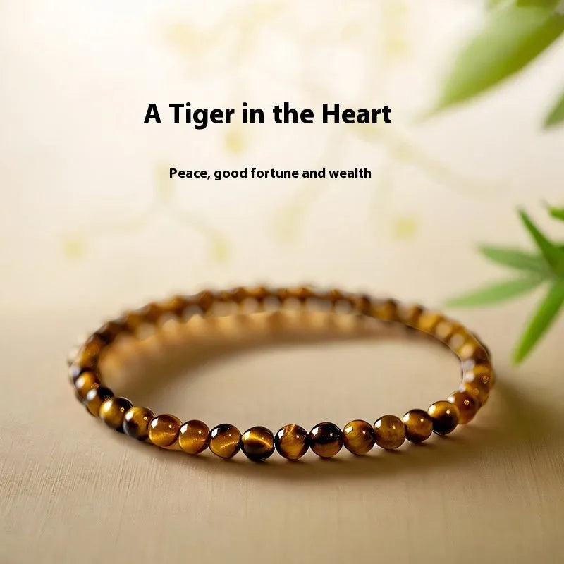 New Chinese style tigereye bracelet with geometric design and round elements in handcrafted construction