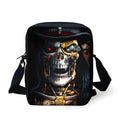 35cm long children's skull pattern messenger bag with double straps and a zipper pocket