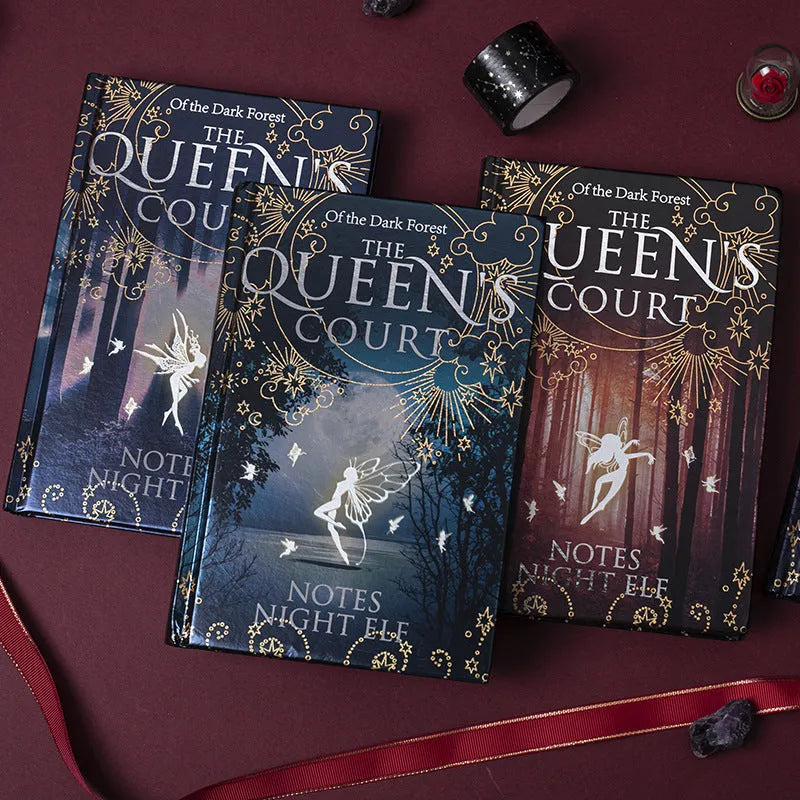 A5 luminous hardcover notebook with full-colour illustrated pages, available in blue and purple colours