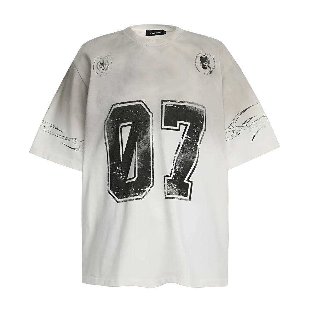 Men's printed short-sleeved cotton t-shirt in black and white colour options