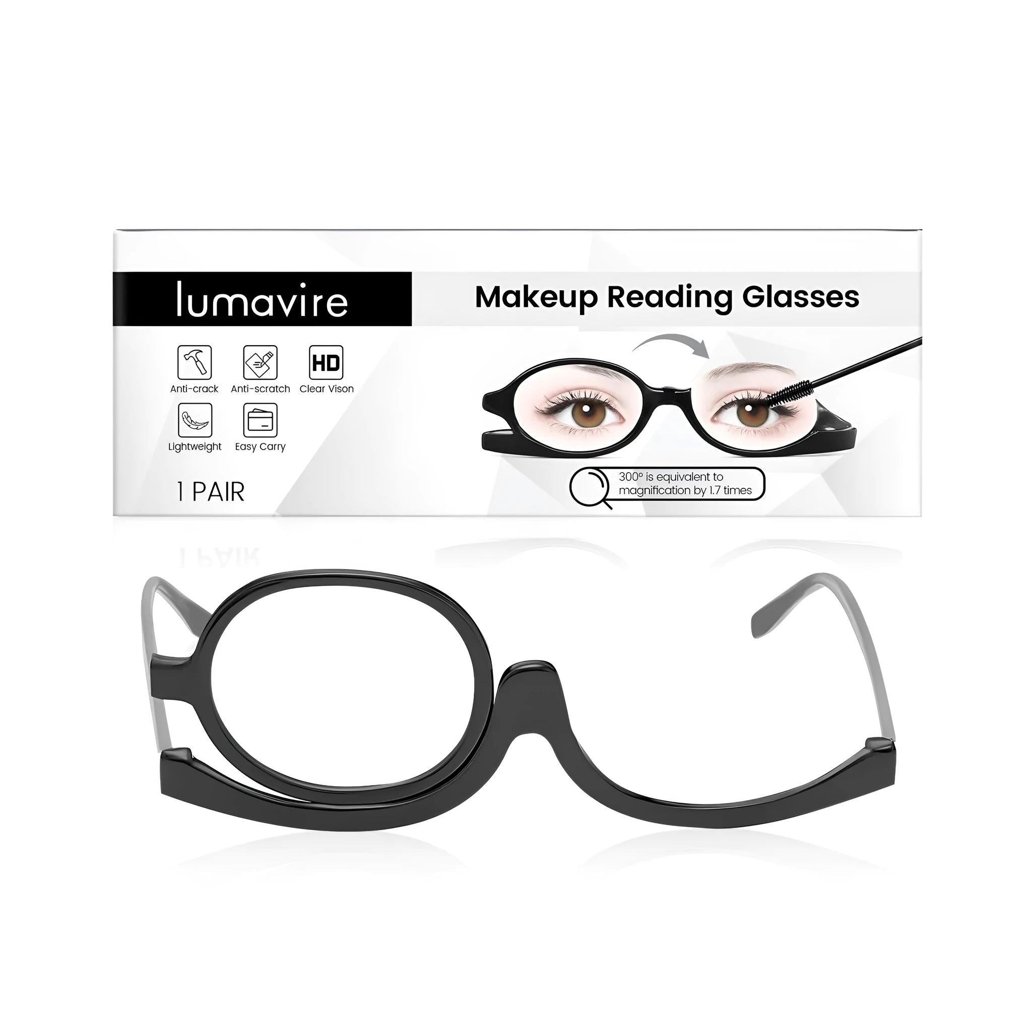 Makeup presbyopia glasses tool set with polycarbonate frame and acrylic lenses