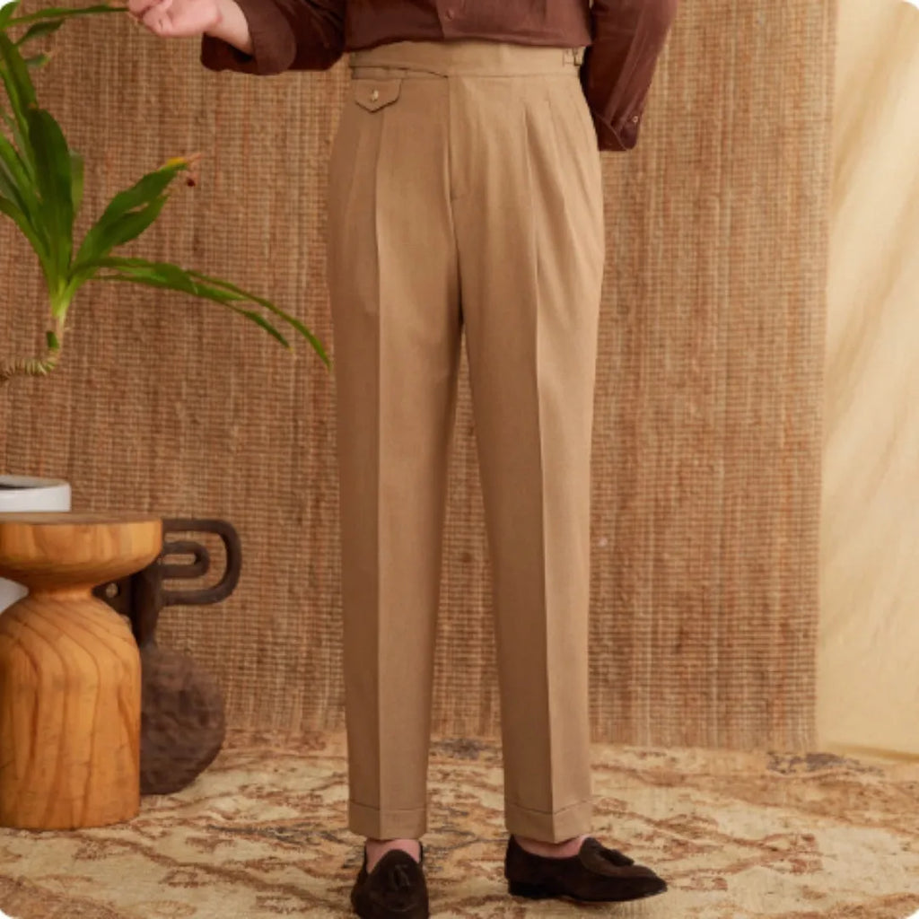 Men's slim fit straight leg business trousers in dark grey with wrinkle-resistant polyester fabric