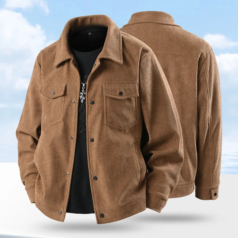 Men's slim-fit casual coat in black, shown on a model, featuring a structured design.