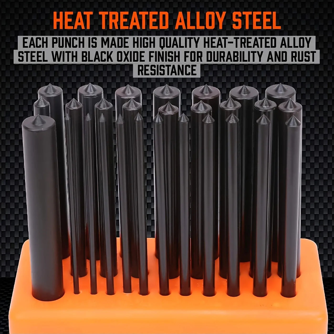 Orange alloy plastic punch needle accessories with metal punch head mould for tool organisation