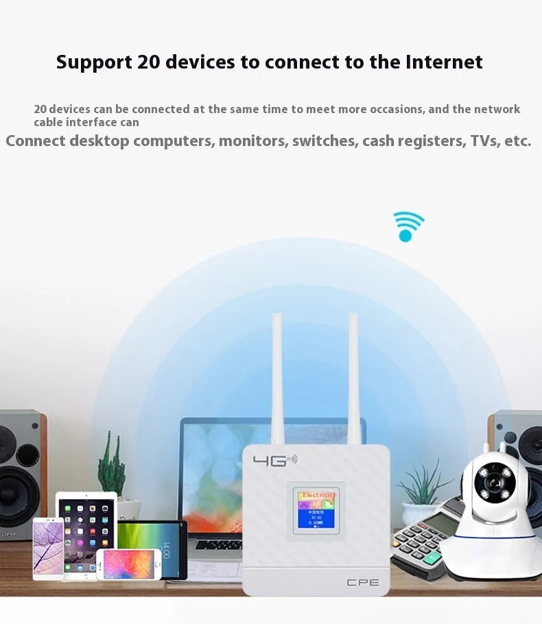 LTE router with two external antennas for home office connectivity