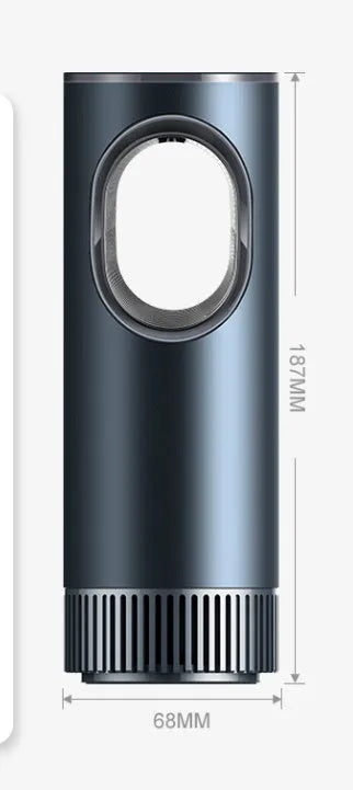 Black car air purifier with USB cable for vehicle cabin formaldehyde removal and negative ion generation