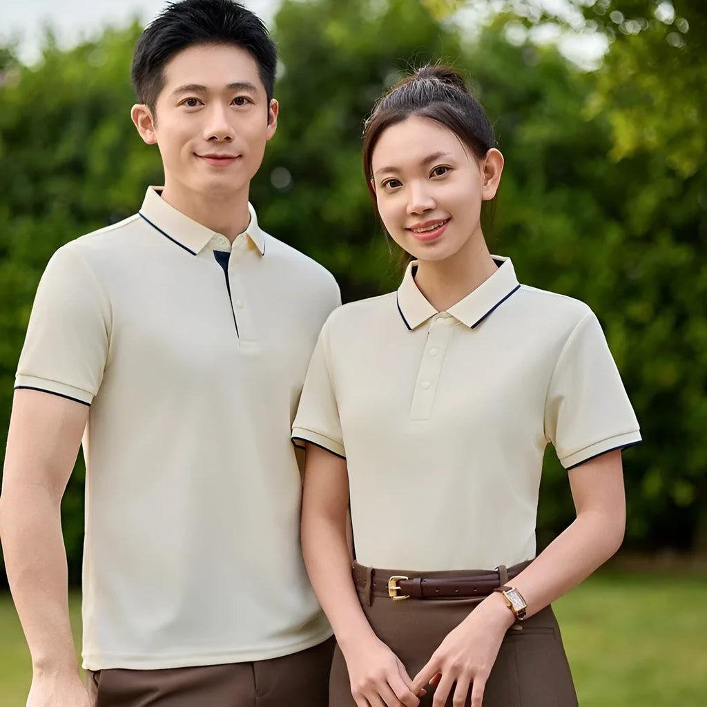 Women's solid colour viscose short sleeve overalls with a lapel neckline on a hanger.