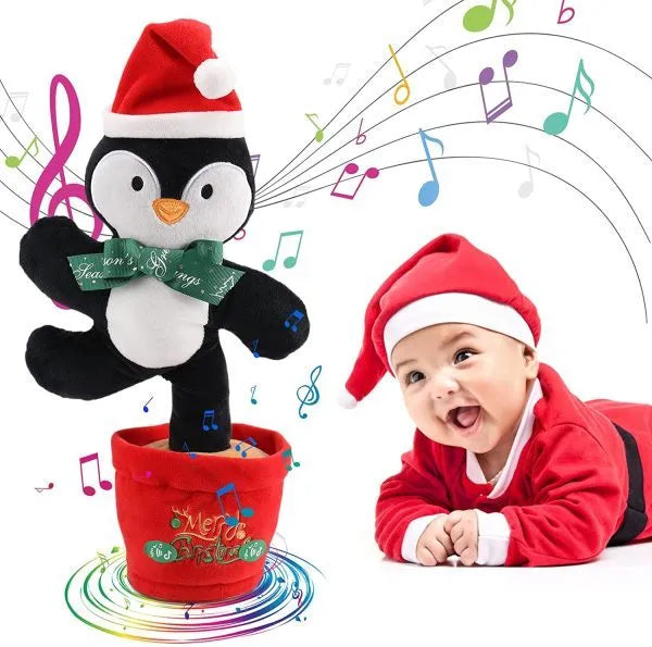 Soft dancing Christmas reindeer plush toy with recording and music functions, 32cm tall