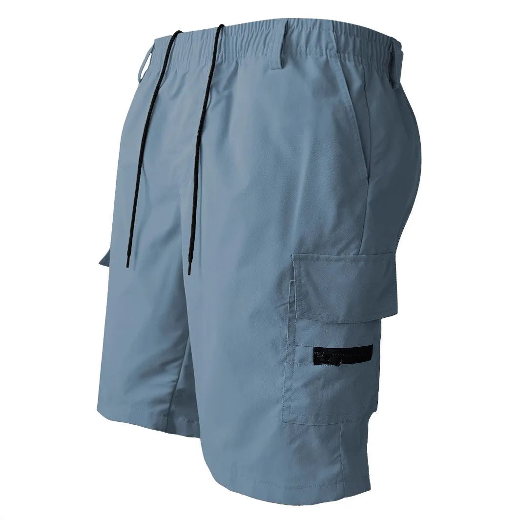 Straight-leg casual sports shorts in polyester fibre with micro-elastic properties, loose American style fit