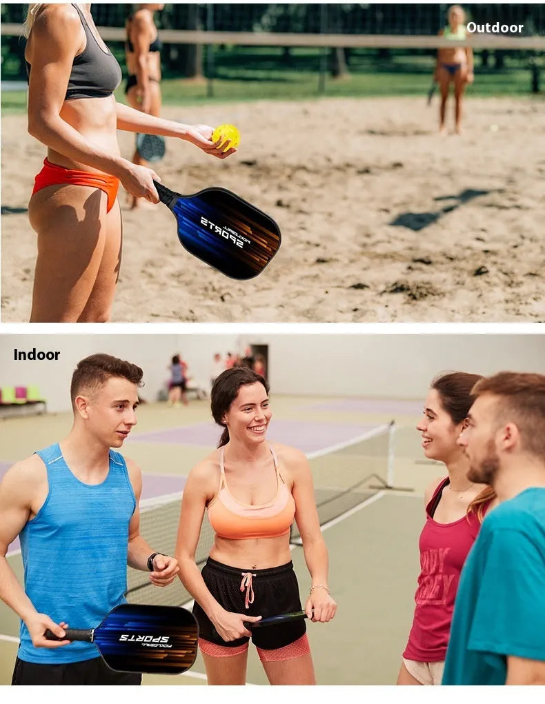 A single outdoor sports table tennis racket with a fibre glass construction.