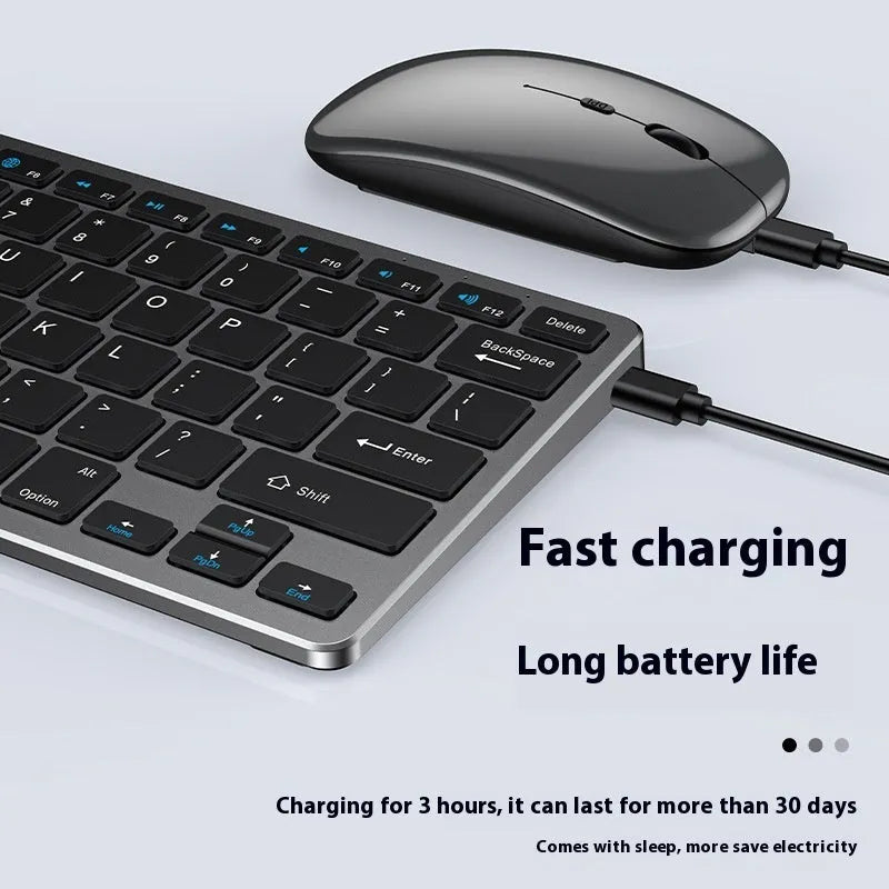 Ultra-thin wireless keyboard and mouse combo in black, silver, or gun colour with receiver and keyboard cover