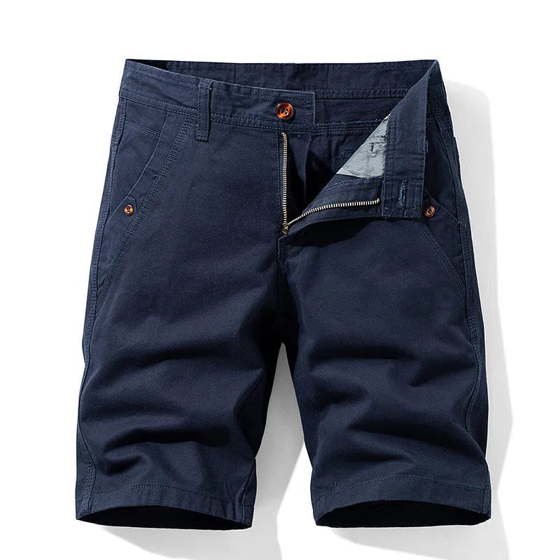 Men's straight leg cotton casual overalls with a zipper fly in khaki colour