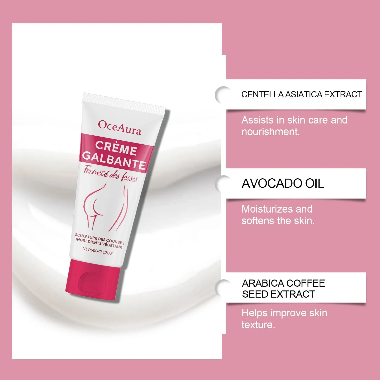 60g tube of hip tightening cream with centella and coffee extracts