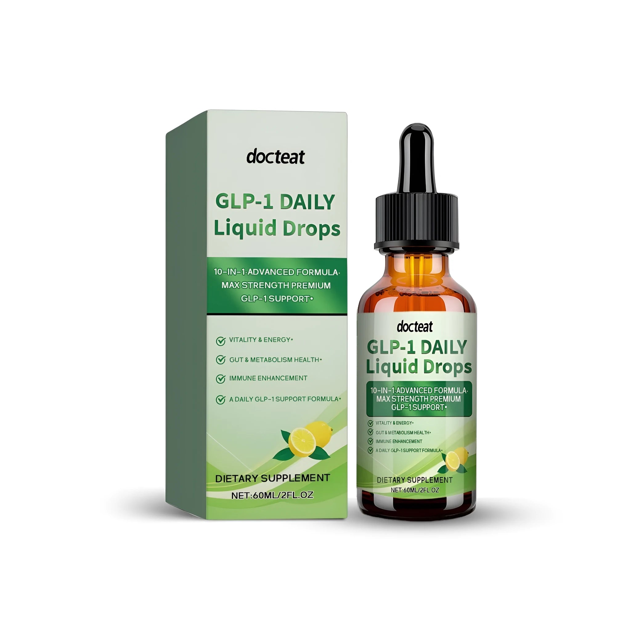60ml bottle of GLP-1 daily liquid drops herbal supplement with dropper cap