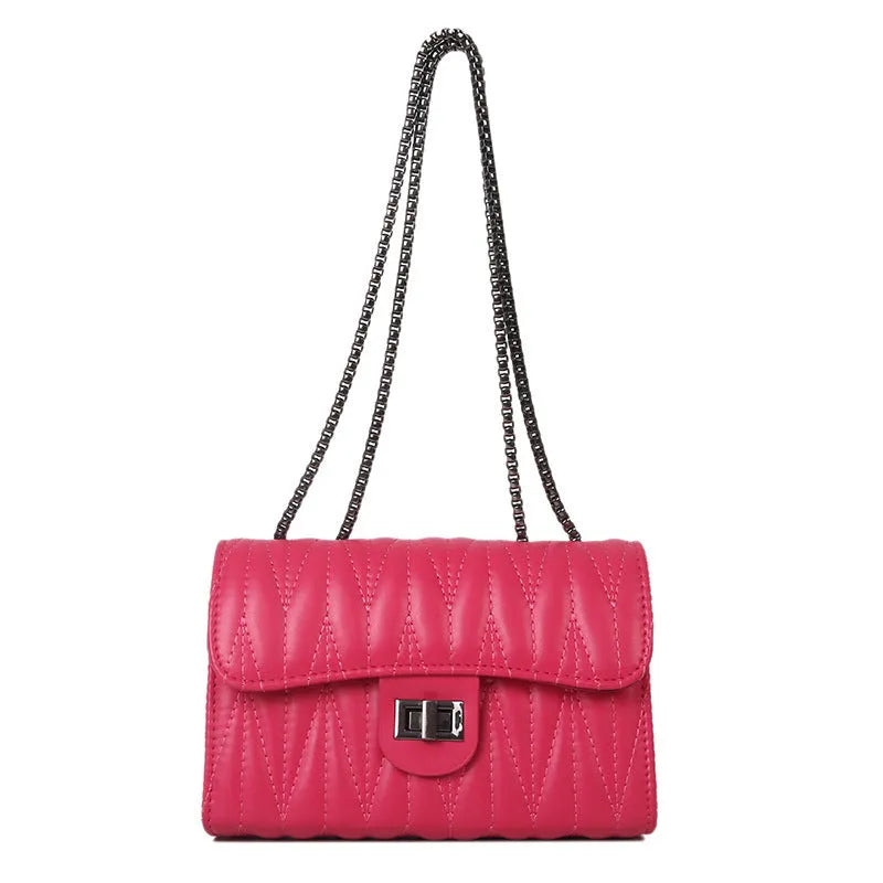 Retro textured diamond small handbag in a horizontal square shape, shown in one of eight colour options.