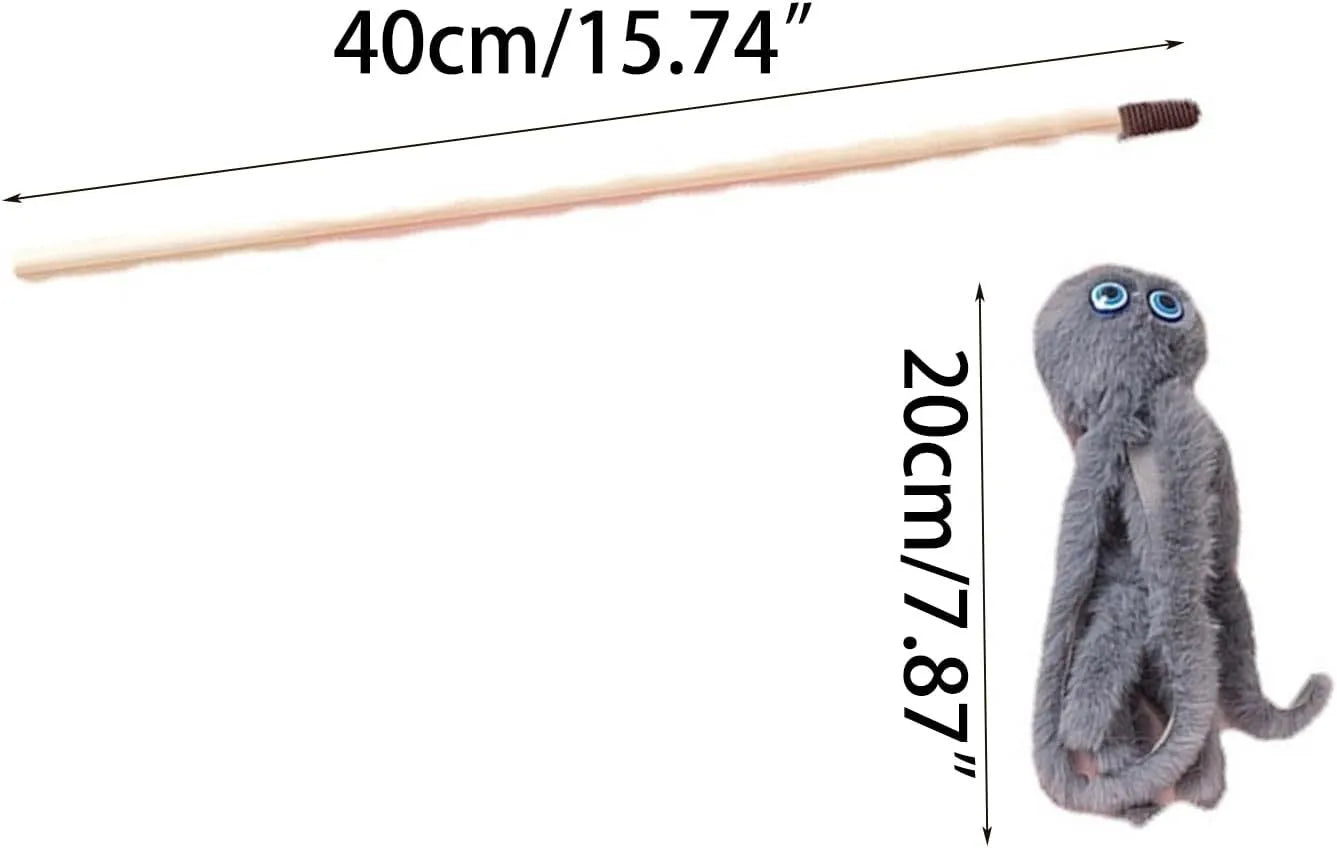 Octopus cat toy with long stick and movable eyes in bright colours for indoor kittens