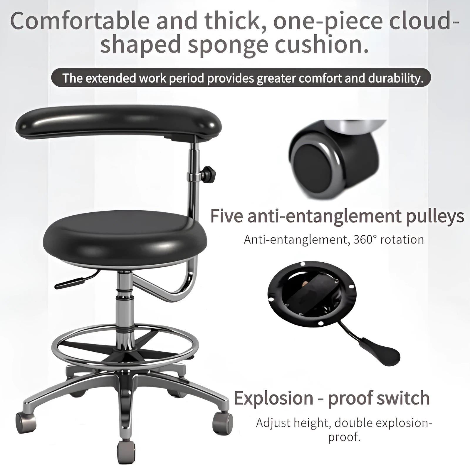 Black leather dental hospital chair for clinics and surgeries