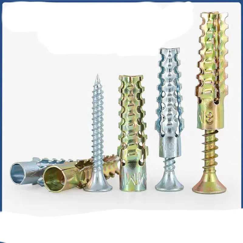 Iron expansion anchors with serrated barbed design for wall fastening in brick and concrete